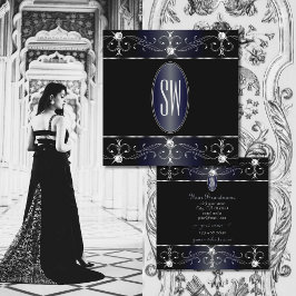 Oogvangst Zwarte Blauwe  Ornamenten Initialen Vierkante Visitekaartje