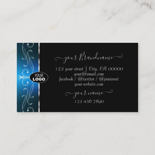 Oogvangst Zwarte Blauwgroen Grenzen met Logo Visitekaartje (Achterkant)