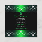 Oogvangst Zwarte Groene Ornamenten Initialen Vierkante Visitekaartje (Achterkant)