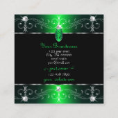 Oogvangst Zwarte Groene  Ornamenten Monogram Vierkante Visitekaartje (Achterkant)