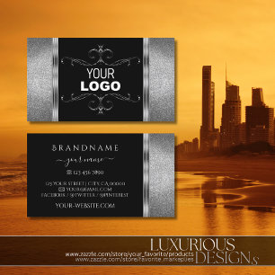 Oogvangst zwarte zilver Glitter  met Logo Visitekaartje