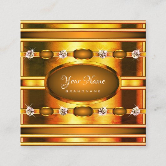 OogvangstGold-effect met luchtige faux-juwelen Vierkante Visitekaartje (Voorkant)