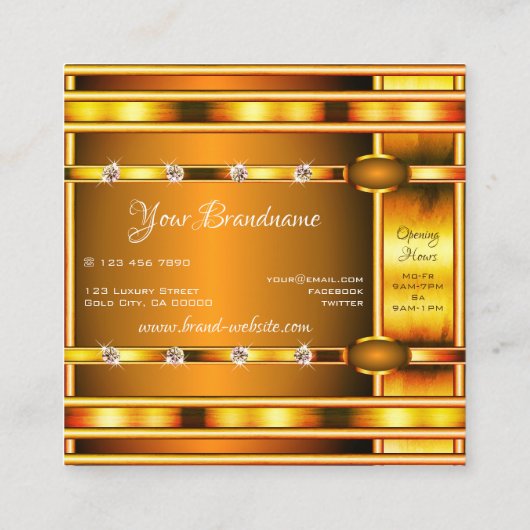 OogvangstGold-effect met luchtige faux-juwelen Vierkante Visitekaartje (Achterkant)