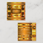 OogvangstGold-effect met luchtige faux-juwelen Vierkante Visitekaartje (Voorkant / Achterkant)