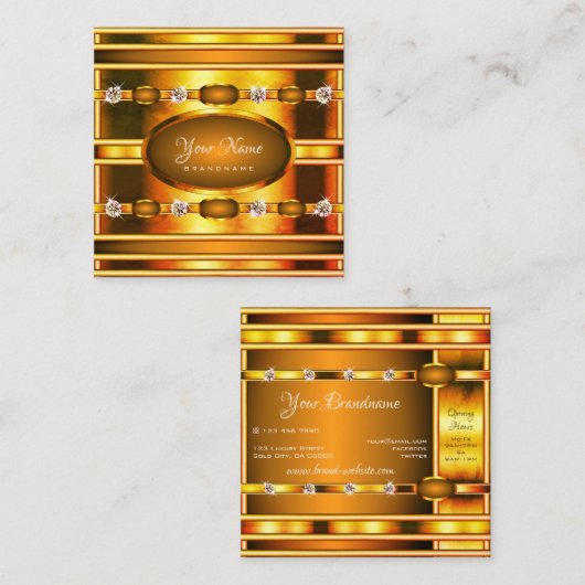 OogvangstGold-effect met luchtige faux-juwelen Vierkante Visitekaartje (Voorkant / Achterkant)