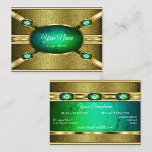 OogvangstGold-effecten Blauwgroen met Faux Diamond Visitekaartje