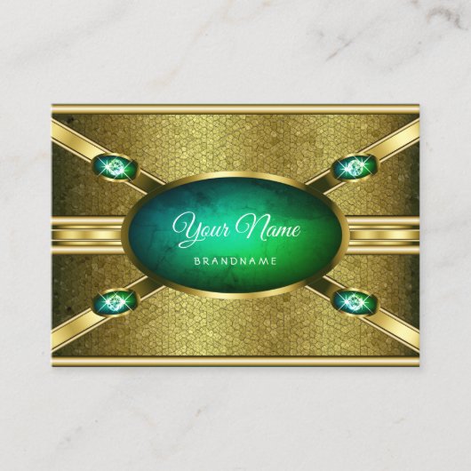 OogvangstGold-effecten Blauwgroen met Faux Diamond Visitekaartje (Voorkant)