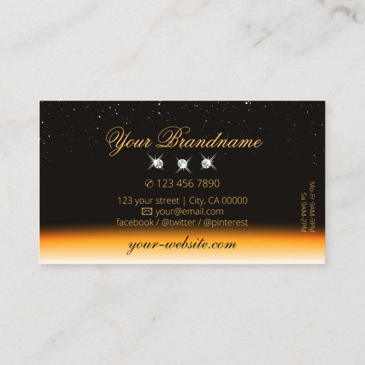 Oogvaring Oranje zwarte sparkle jeuken stijlvol Visitekaartje (Achterkant)