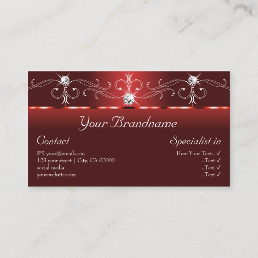 Oogvaring Rubby Red Squiggled Jewels met foto Visitekaartje (Achterkant)