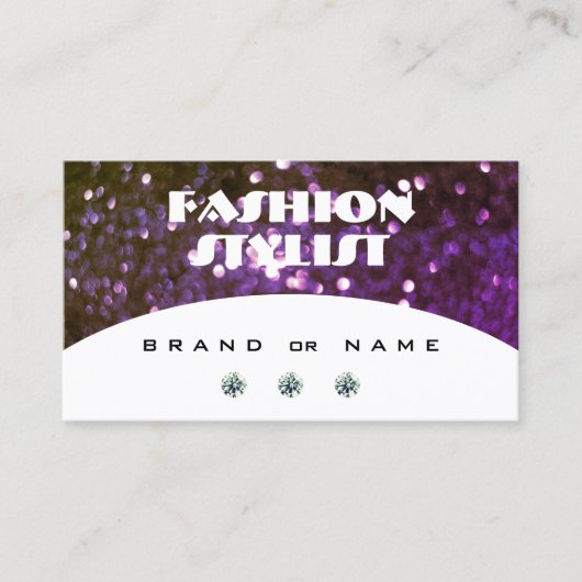 Oogvaring Witte Paars Sparkle Glitter Shimmery Visitekaartje (Voorkant)