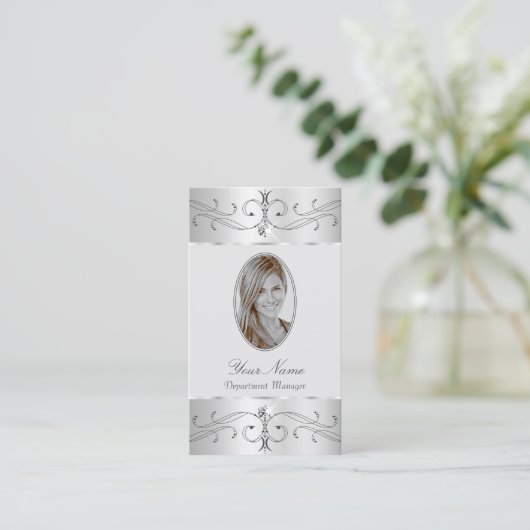 Oogvaring Zilvergrijze  Ornamenten toevoegen Foto Visitekaartje (Staand voorkant)