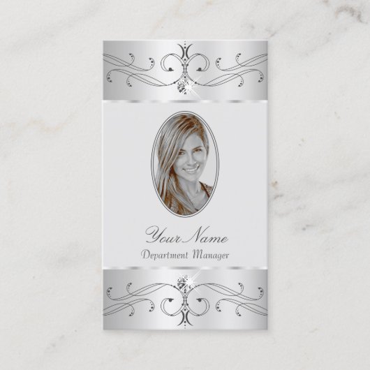 Oogvaring Zilvergrijze  Ornamenten toevoegen Foto Visitekaartje (Voorkant)