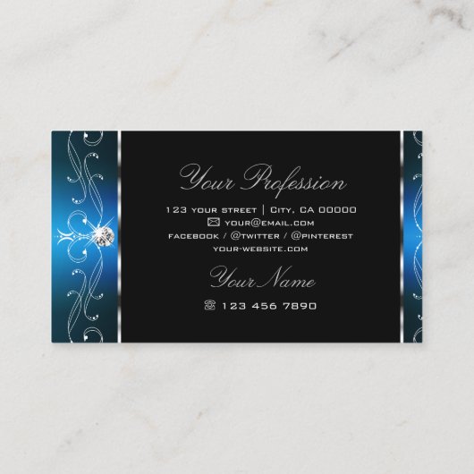 Oogvaring Zwarte Blauwgroen  Ornamenten Visitekaartje (Achterkant)