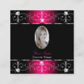 Oogvaring Zwarte Roze  Ornamenten Foto toevoegen Vierkante Visitekaartje (Voorkant)