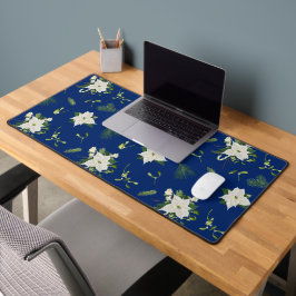 Oogverblindend Bloemmotief Navyblauw Bureaumat