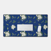 Oogverblindend Bloemmotief Navyblauw Bureaumat (Keyboard & Muis)