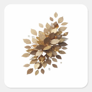 Oogverblindend goud GOUDE BLADEREN Vinyl stijl Vierkante Sticker