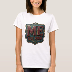 Oogverblindend goud ME EST 2001 artistiek motief T-shirt