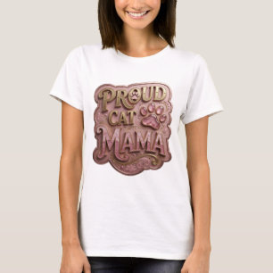 Oogverblindend goud PROUD CAT MAMA Print T-shirt