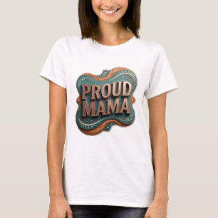 Oogverblindend goud PROUD MAMA Tekst Design T-shirt