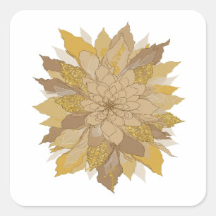 Oogverblindend grijs GOLDEN LEAVES AND GLITTERY Vierkante Sticker