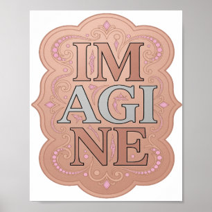 Oogverblindend grijze 'IMAGINE' artistiek motief Poster