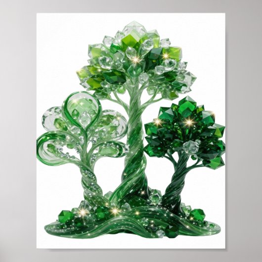Oogverblindend groene GROENE SMARAGD SIERADEN BOOM Poster (Voorkant)
