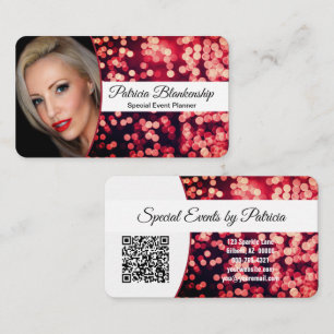 Oogverblindend rode bokeh aangepaste foto & QR-cod Visitekaartje