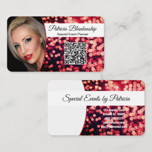 Oogverblindend rood bokeh aangepaste foto & QR-cod Visitekaartje