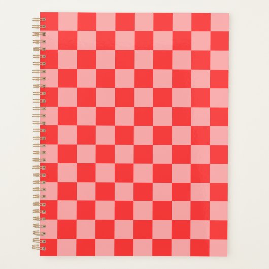 Oogverblindend rood en roze schaakbord planner (Voorkant)
