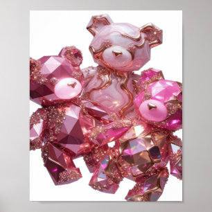 Oogverblindend Roze EDELSTEEN BEREN 3D Tekst Kunst Poster