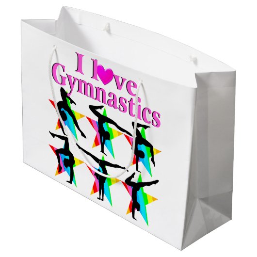 OOGVERBLINDEND ROZE IK HOU VAN GYMNASTIEK ONTWERP GROOT CADEAUZAKJE (Achterkant Gekanteld)