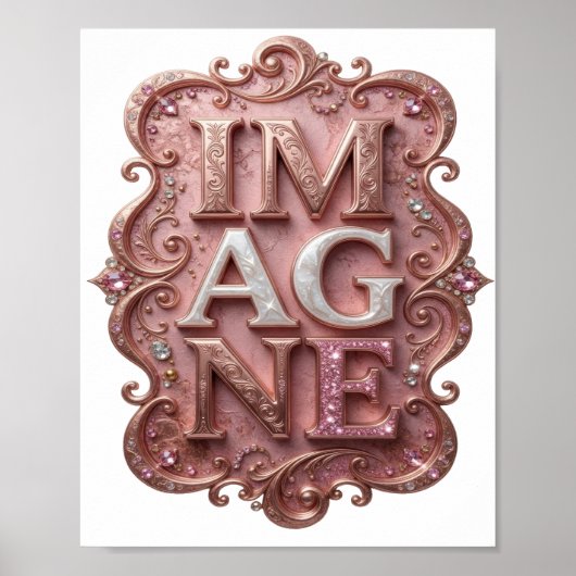 Oogverblindend Roze IMAGINE Tekst Design Poster (Voorkant)
