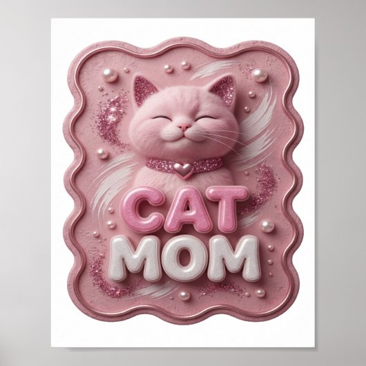Oogverblindend Roze KAT MOEDER Poster (Voorkant)