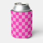 Oogverblindend roze schaakbord blikjeskoeler (Blikje Achterkant)