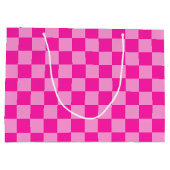 Oogverblindend roze schaakbord groot cadeauzakje (Achterkant)