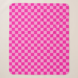 Oogverblindend roze schaakbord sherpa deken