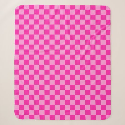 Oogverblindend roze schaakbord sherpa deken (Voorkant)