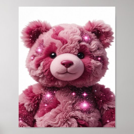 Oogverblindend Roze SPACE BEAR 3D-tekstkunst Poster (Voorkant)