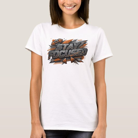 Oogverblindend roze STAY FOCUSED T-shirt (Voorkant)