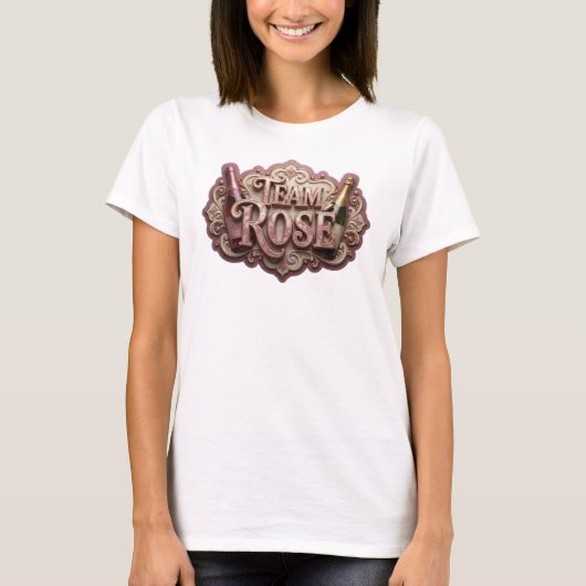 Oogverblindend Roze TEAM ROSE Print T-shirt (Voorkant)