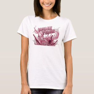 Oogverblindend Roze WIJNTIJD Draagbare Kunst T-shirt
