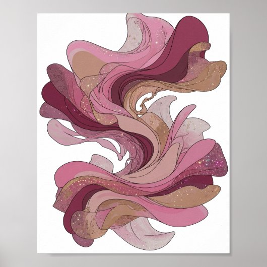 Oogverblindend Zilver ABSTRACTE KUNST Kunstprint Poster (Voorkant)