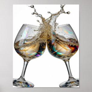 Oogverblindend zilver CHEERS tekst ontwerp Poster