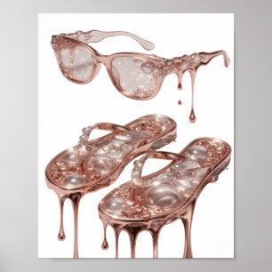 Oogverblindend Zilver ROSE GOLD GLAMOUR Tekst Desi Poster