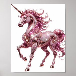 Oogverblindend Zilveren UNICORN Design Poster