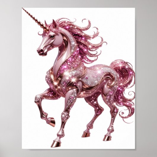 Oogverblindend Zilveren UNICORN Design Poster (Voorkant)