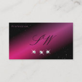 Oogverblindend Zwarte Roze Glans Diamanten Initial Visitekaartje (Voorkant)