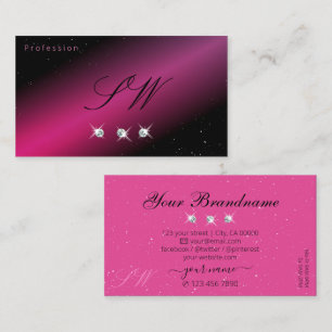 Oogverblindend Zwarte Roze Glitter Diamanten Initi Visitekaartje