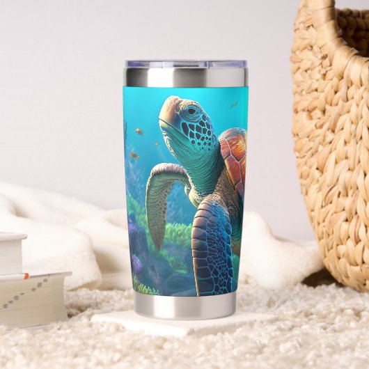 Oogverblindende afbeelding van schildpad op geïsol geïsoleerde drinkbeker (Woonkamer (Gedraaid) )